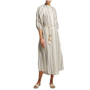Zimmermann Cream Multicolor Striped Midi Dress
